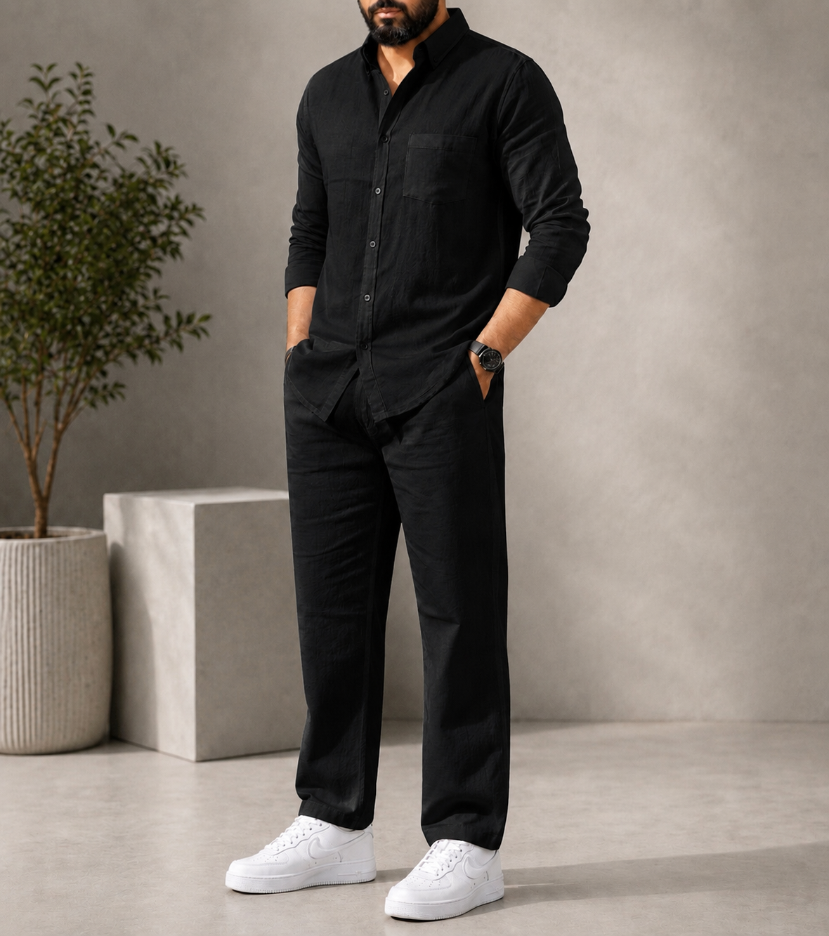 Elite Class Top & Bottom Set Of Linen, Luxury And Style