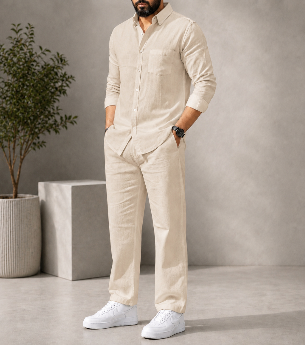 Elite Class Top & Bottom Set Of Linen, Luxury And Style