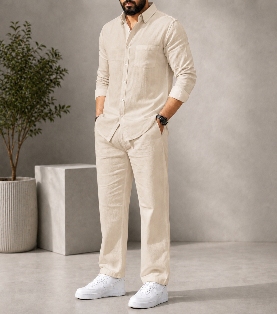 Elite Class Top & Bottom Set Of Linen, Luxury And Style