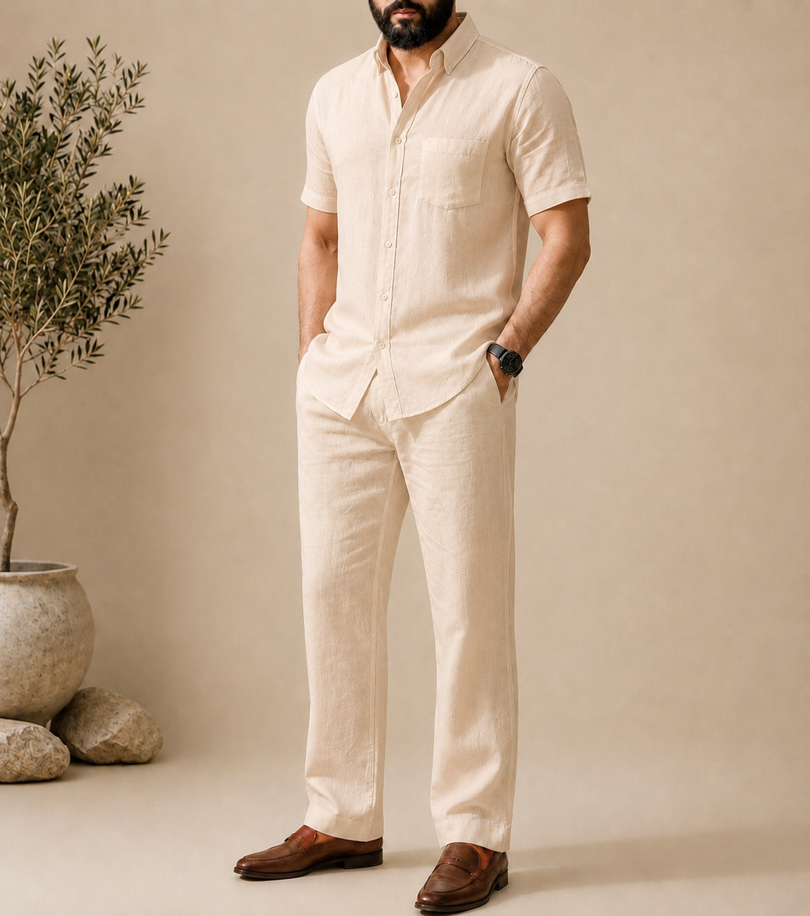 Bare Breeze Top & Bottom Set Of Linen, Luxury And Style