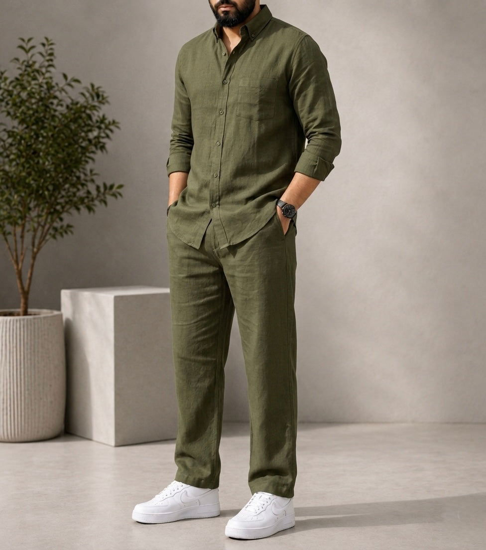 Elite Class Top & Bottom Set Of Linen, Luxury And Style