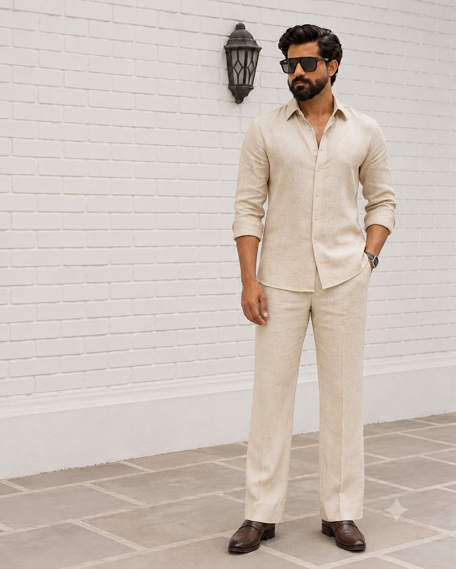 Aura Top & Bottom Set Of Linen, Luxury And Style